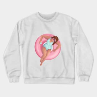 Girl In Swimming Pool Illustration Crewneck Sweatshirt